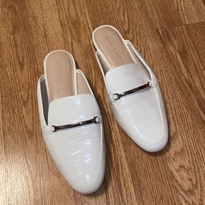 Crocodile white slip on mules. Never worn